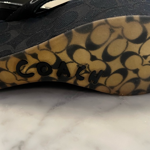 Coach Wedge Sandal Monogram Canvas Patent Leather Trim - Picture 6 of 6